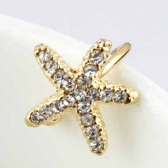 1Pc Rhinestone Starfish Single Ear Cuff Earring - Picture 3 of 5